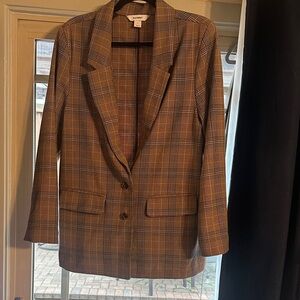 Old Navy Tan and Brown Checkered Blazer
